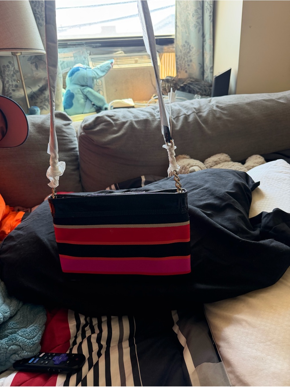 kate spade striped handbags in pink, red and black - Picture 2 of 8